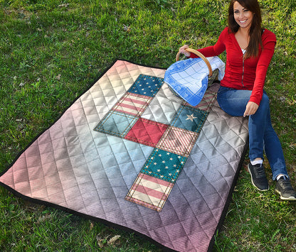 4th of July USA Denim Patchwork Print Quilt