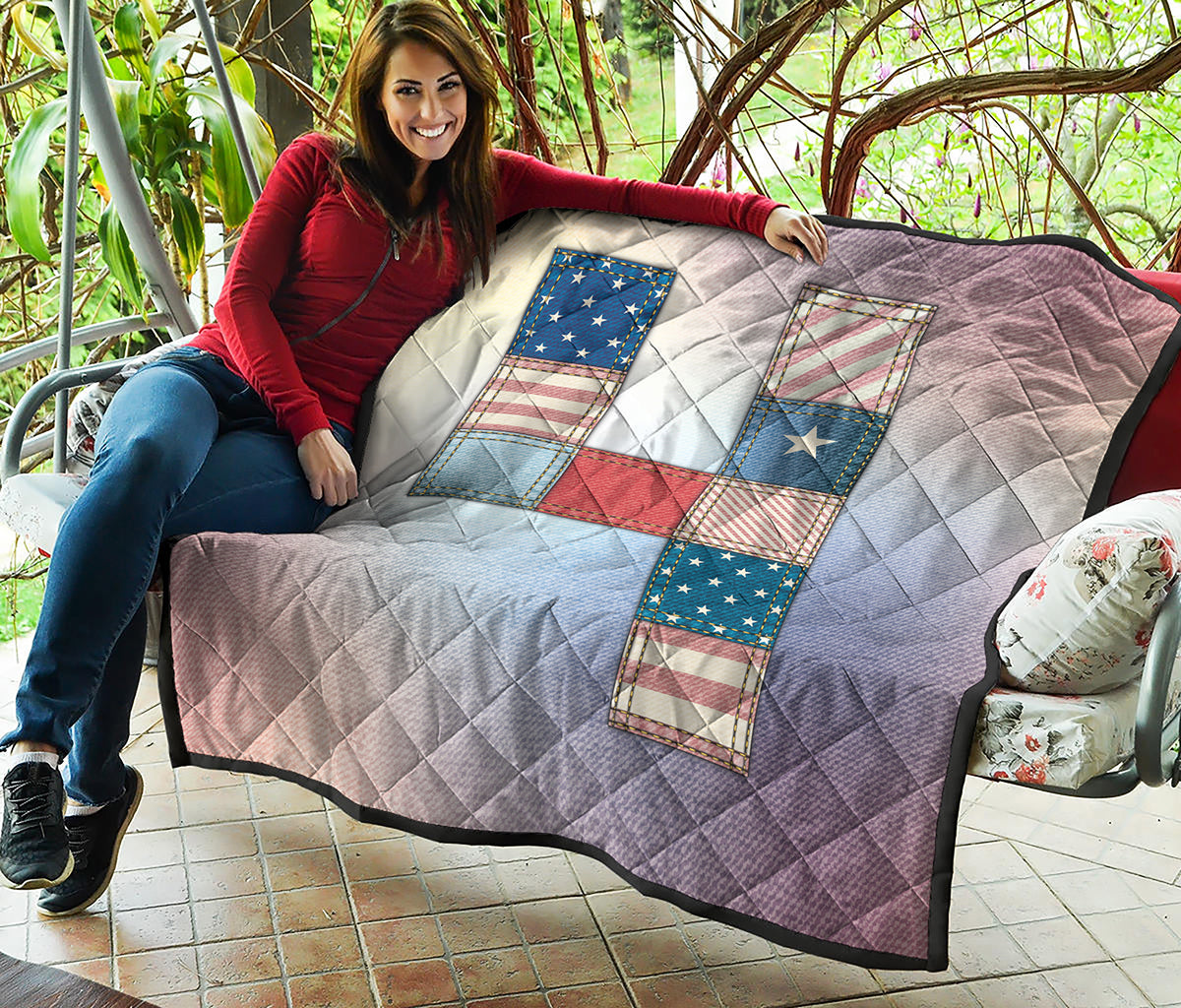 4th of July USA Denim Patchwork Print Quilt