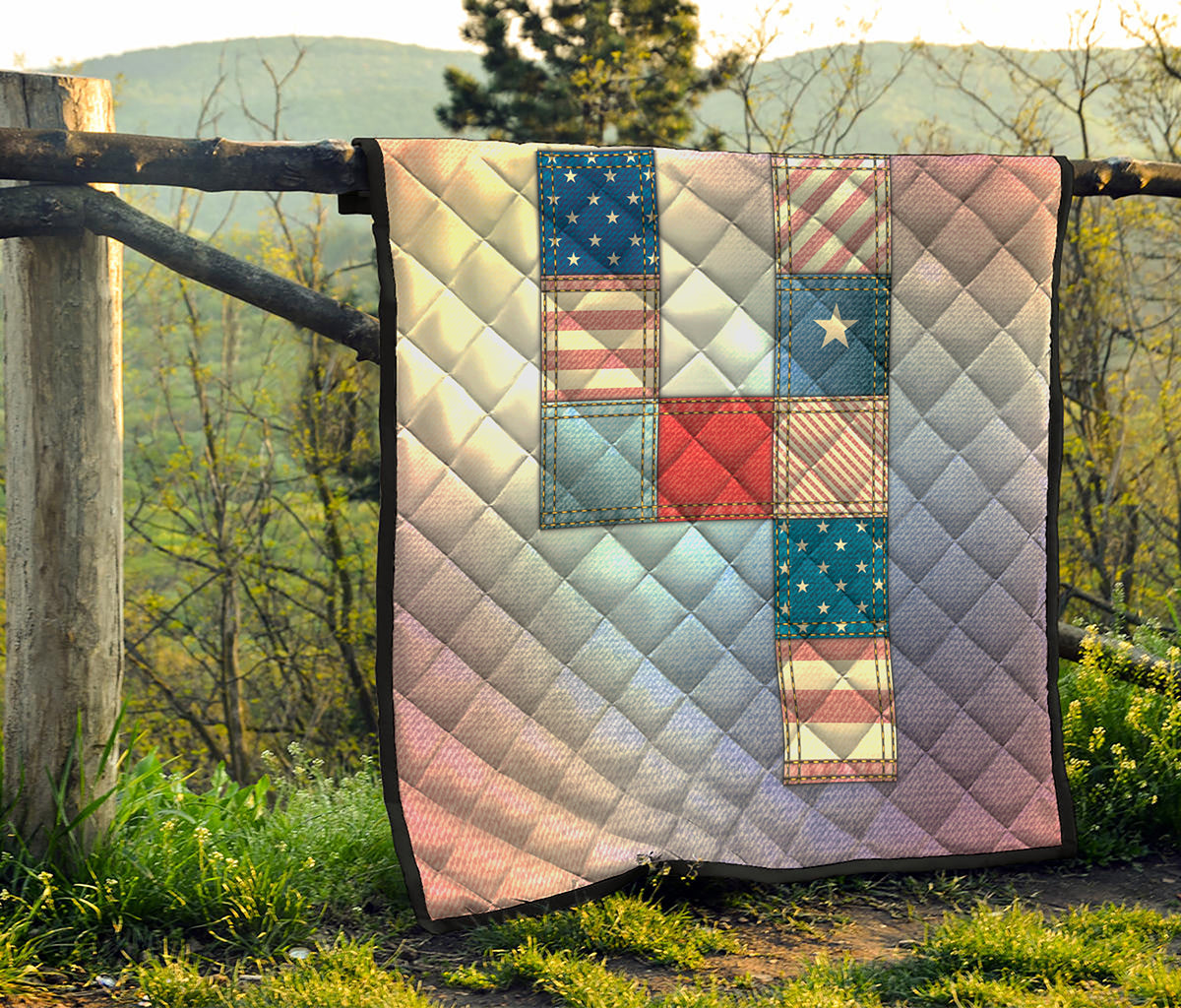 4th of July USA Denim Patchwork Print Quilt