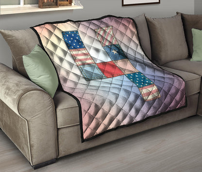 4th of July USA Denim Patchwork Print Quilt