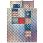 4th of July USA Denim Patchwork Print Quilt Bed Set