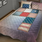 4th of July USA Denim Patchwork Print Quilt Bed Set