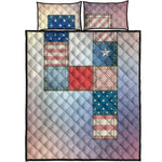 4th of July USA Denim Patchwork Print Quilt Bed Set