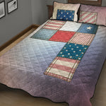 4th of July USA Denim Patchwork Print Quilt Bed Set