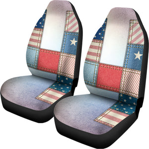 4th of July USA Denim Patchwork Print Universal Fit Car Seat Covers