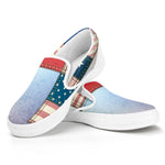 4th of July USA Denim Patchwork Print White Slip On Shoes