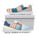 4th of July USA Denim Patchwork Print White Running Shoes