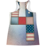 4th of July USA Denim Patchwork Print Women's Racerback Tank Top