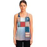4th of July USA Denim Patchwork Print Women's Racerback Tank Top