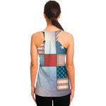 4th of July USA Denim Patchwork Print Women's Racerback Tank Top