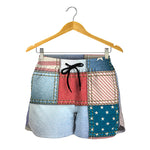 4th of July USA Denim Patchwork Print Women's Shorts