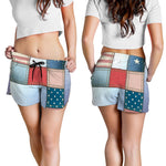 4th of July USA Denim Patchwork Print Women's Shorts