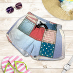 4th of July USA Denim Patchwork Print Women's Shorts