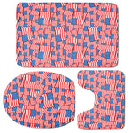 4th of July USA Flag Pattern Print 3 Piece Bath Mat Set