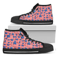 4th of July USA Flag Pattern Print Black High Top Sneakers