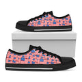 4th of July USA Flag Pattern Print Black Low Top Sneakers