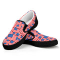 4th of July USA Flag Pattern Print Black Slip On Sneakers
