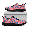 4th of July USA Flag Pattern Print Black Running Shoes