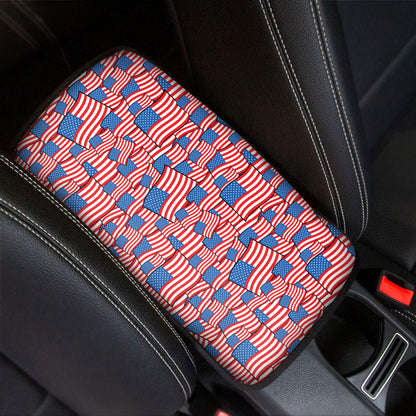 4th of July USA Flag Pattern Print Car Center Console Cover