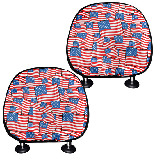 4th of July USA Flag Pattern Print Car Headrest Covers