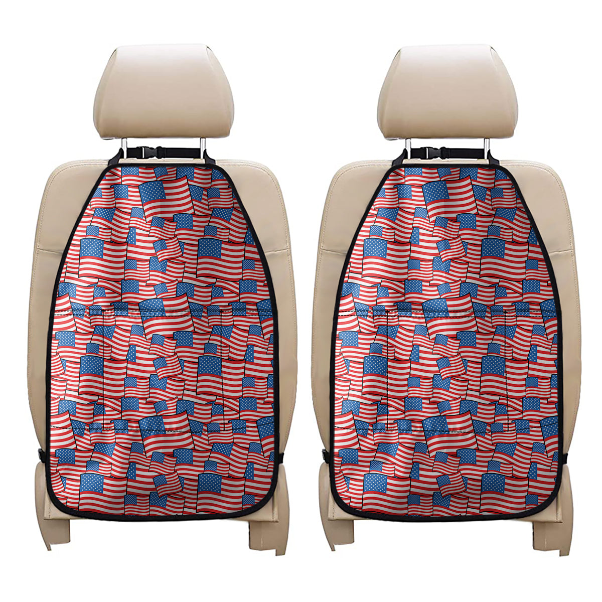 4th of July USA Flag Pattern Print Car Seat Organizers