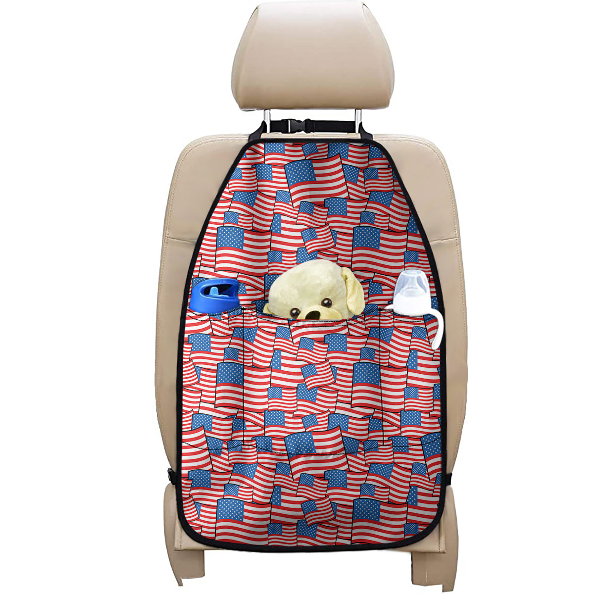4th of July USA Flag Pattern Print Car Seat Organizers