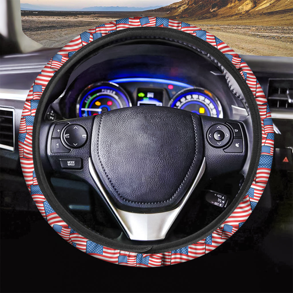 4th of July USA Flag Pattern Print Car Steering Wheel Cover