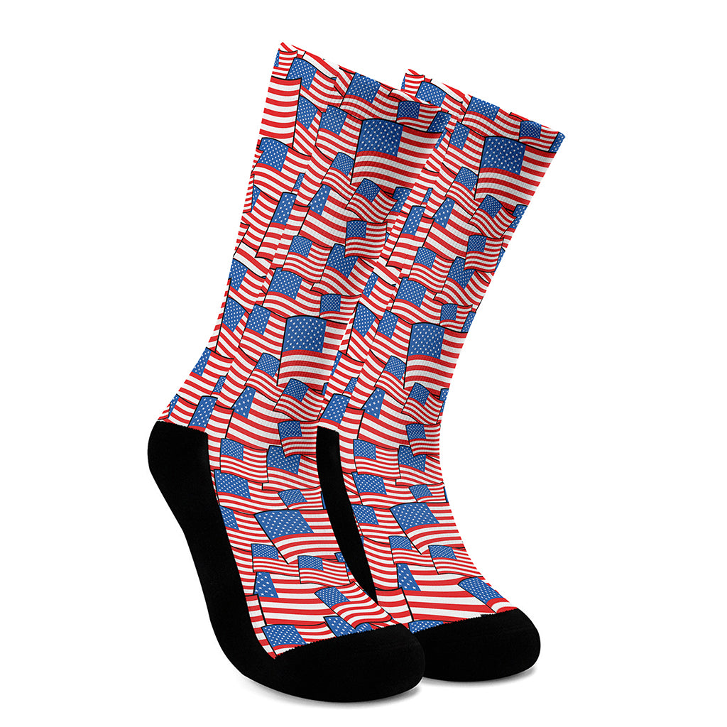 4th of July USA Flag Pattern Print Crew Socks