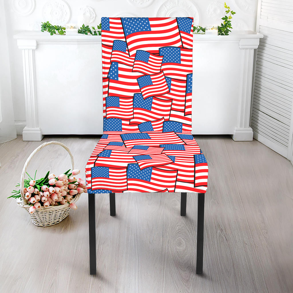 4th of July USA Flag Pattern Print Dining Chair Slipcover