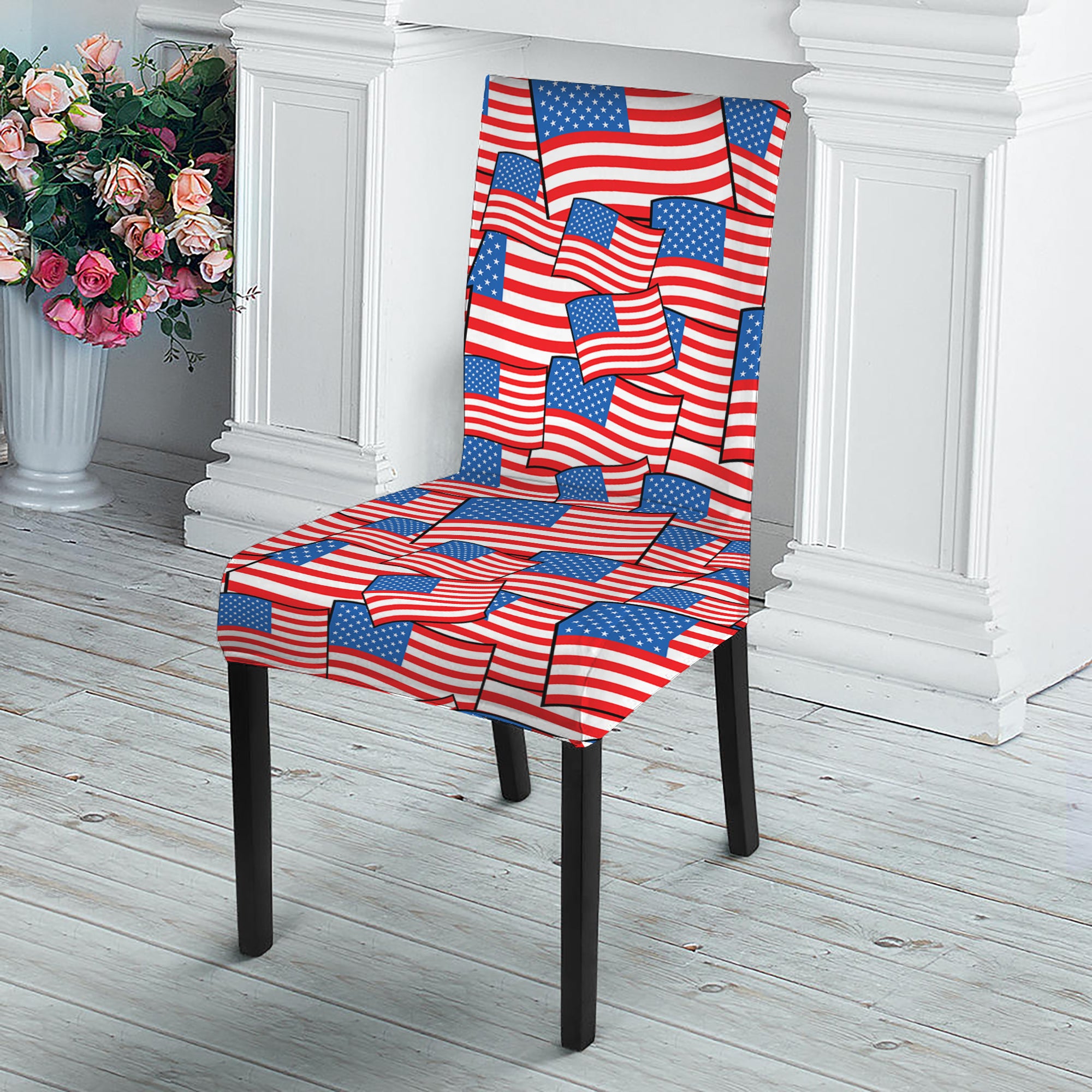 4th of July USA Flag Pattern Print Dining Chair Slipcover