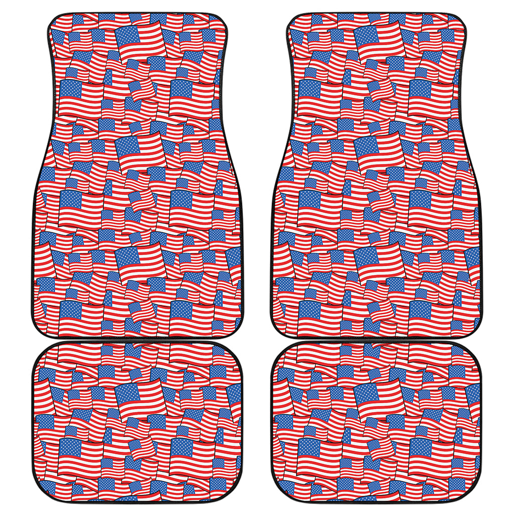 4th of July USA Flag Pattern Print Front and Back Car Floor Mats