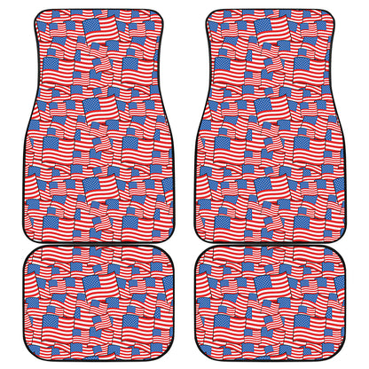 4th of July USA Flag Pattern Print Front and Back Car Floor Mats