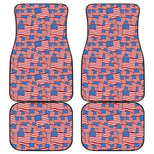 4th of July USA Flag Pattern Print Front and Back Car Floor Mats