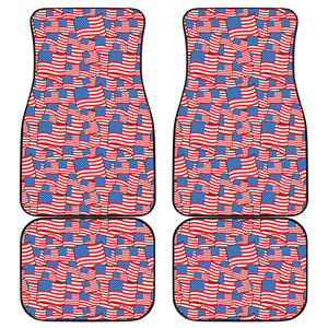 4th of July USA Flag Pattern Print Front and Back Car Floor Mats
