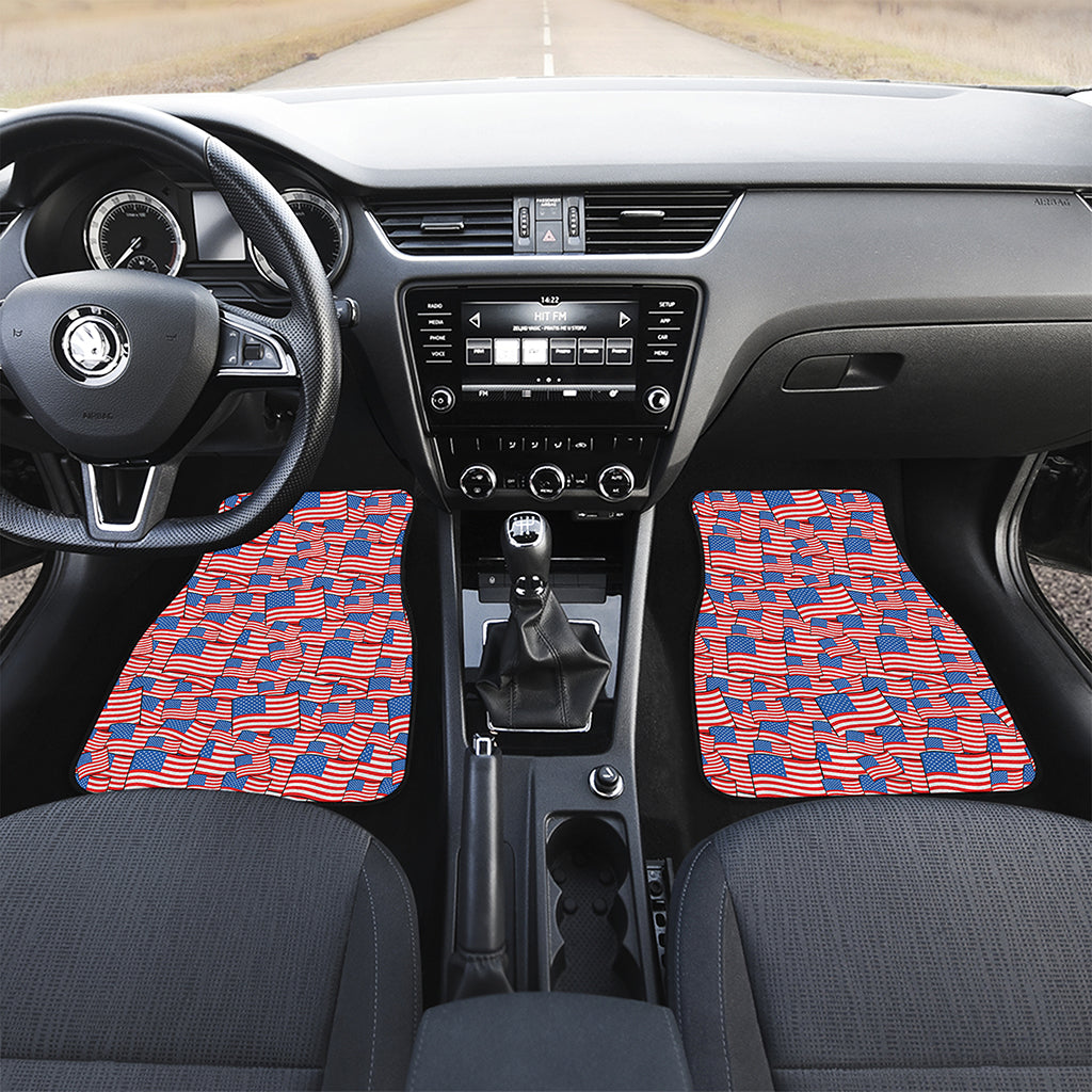4th of July USA Flag Pattern Print Front and Back Car Floor Mats