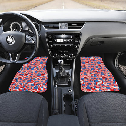 4th of July USA Flag Pattern Print Front Car Floor Mats