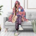 4th of July USA Flag Pattern Print Hooded Blanket