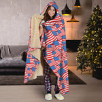 4th of July USA Flag Pattern Print Hooded Blanket
