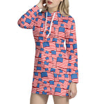 4th of July USA Flag Pattern Print Hoodie Dress