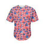 4th of July USA Flag Pattern Print Men's Baseball Jersey