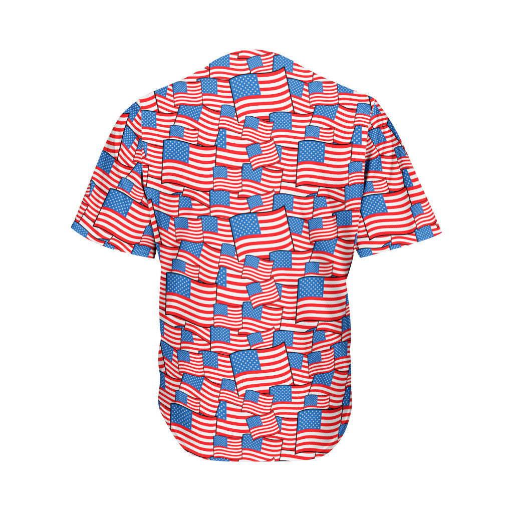 4th of July USA Flag Pattern Print Men's Baseball Jersey