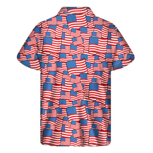 4th of July USA Flag Pattern Print Men's Short Sleeve Shirt