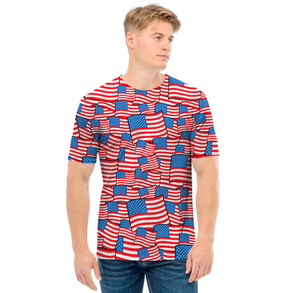 4th of July USA Flag Pattern Print Men's T-Shirt