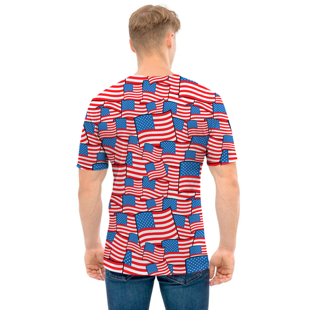 4th of July USA Flag Pattern Print Men's T-Shirt