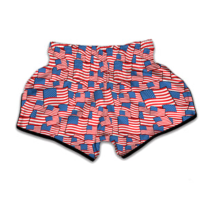 4th of July USA Flag Pattern Print Muay Thai Boxing Shorts