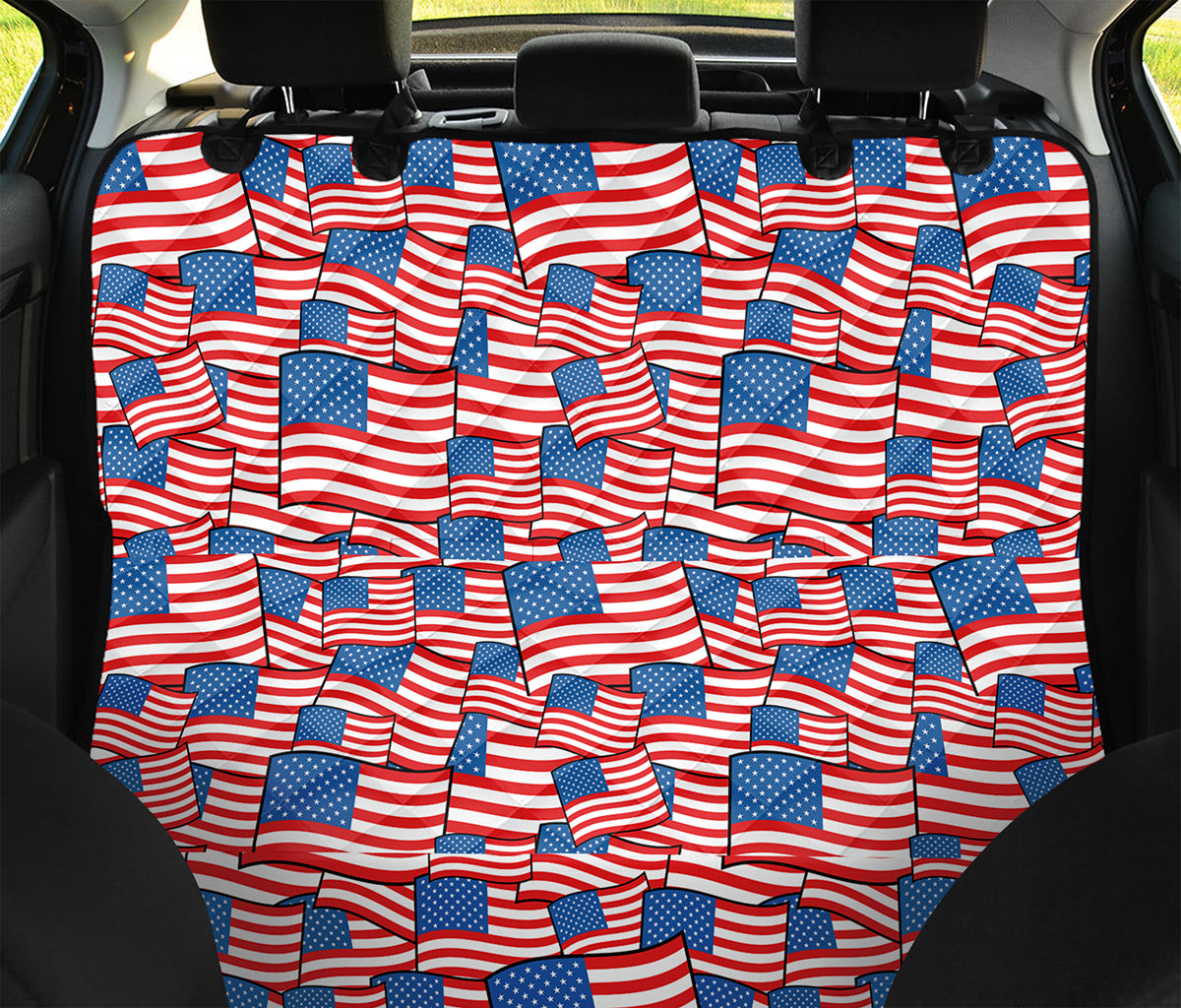 4th of July USA Flag Pattern Print Pet Car Back Seat Cover