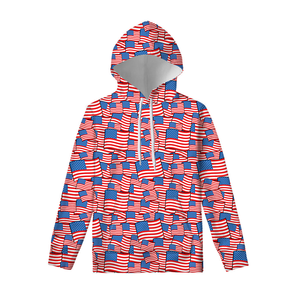 4th of July USA Flag Pattern Print Pullover Hoodie