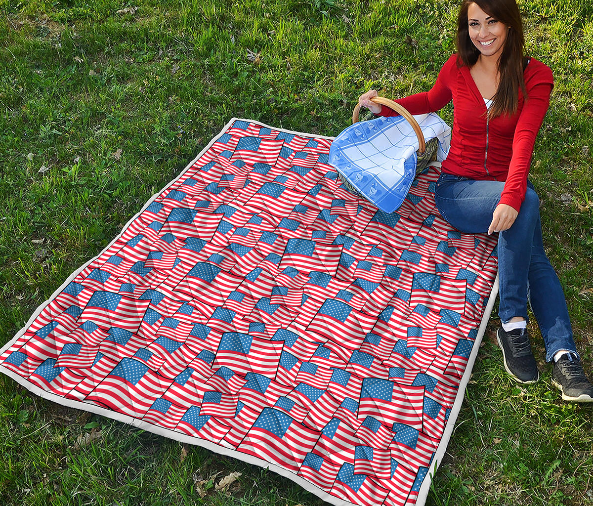 4th of July USA Flag Pattern Print Quilt
