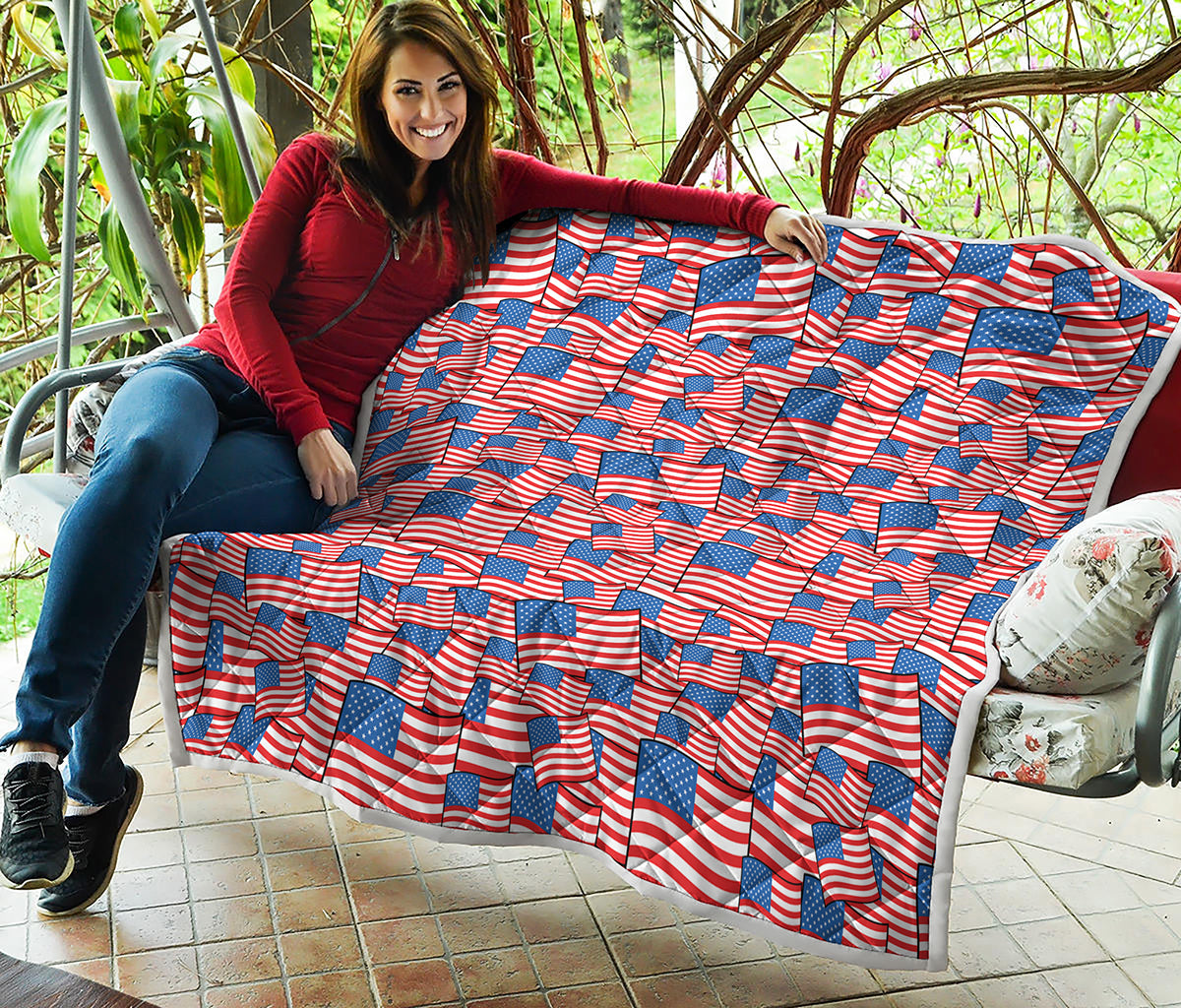 4th of July USA Flag Pattern Print Quilt