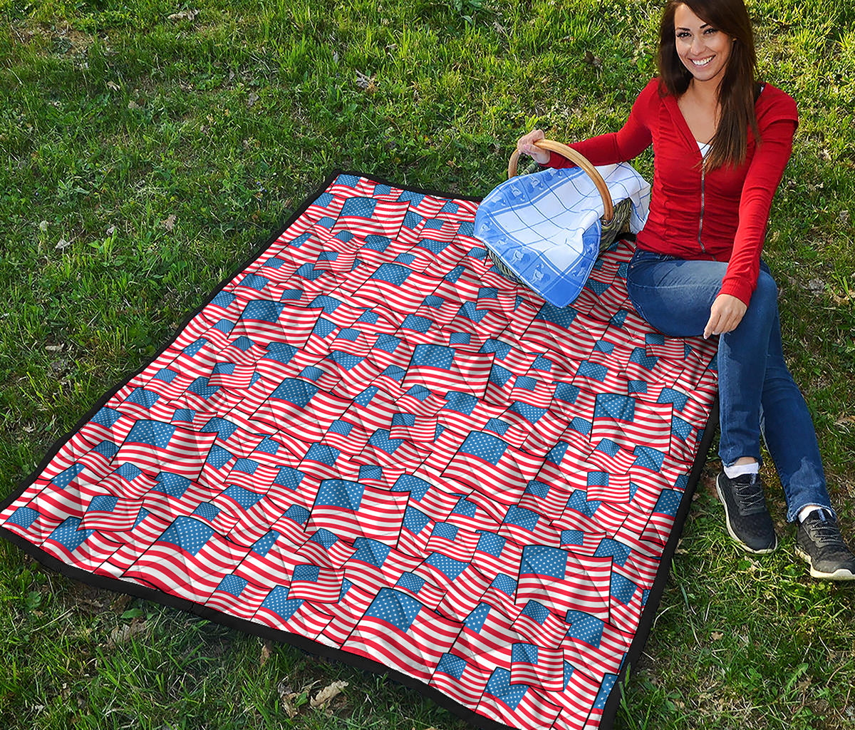 4th of July USA Flag Pattern Print Quilt